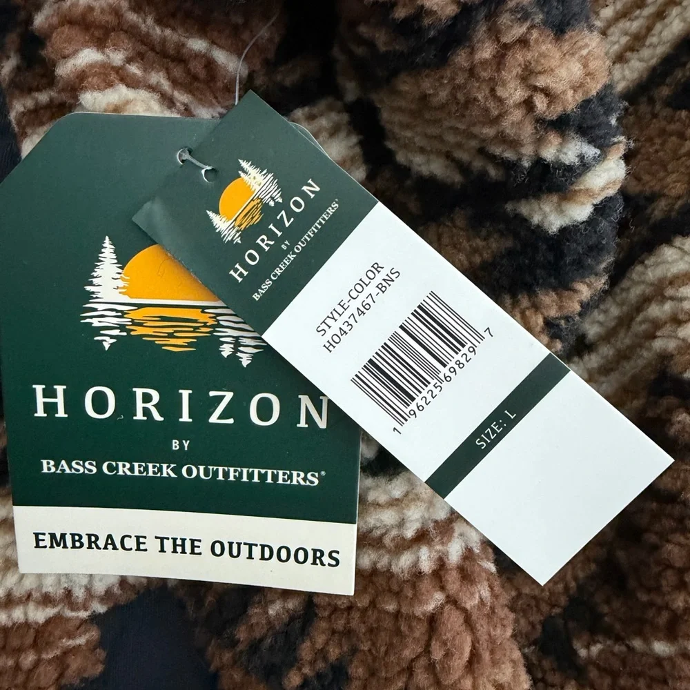 Horizon by Bass Creek Outfitters Sherpa Jacket Mens L Brown Aztec Fleece Shacket